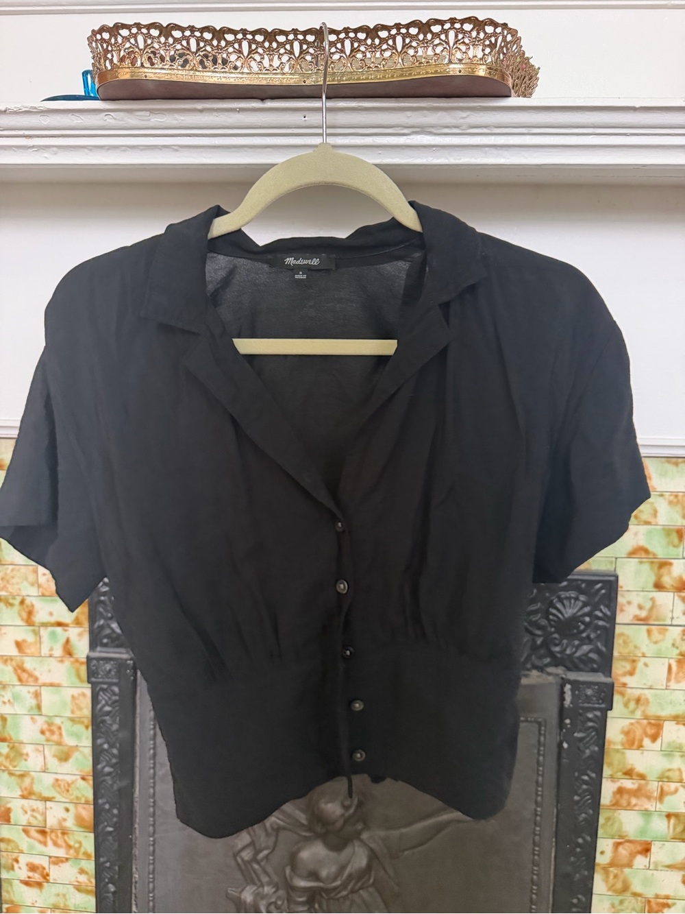 Madewell Black Short-Sleeve Button-Front Top